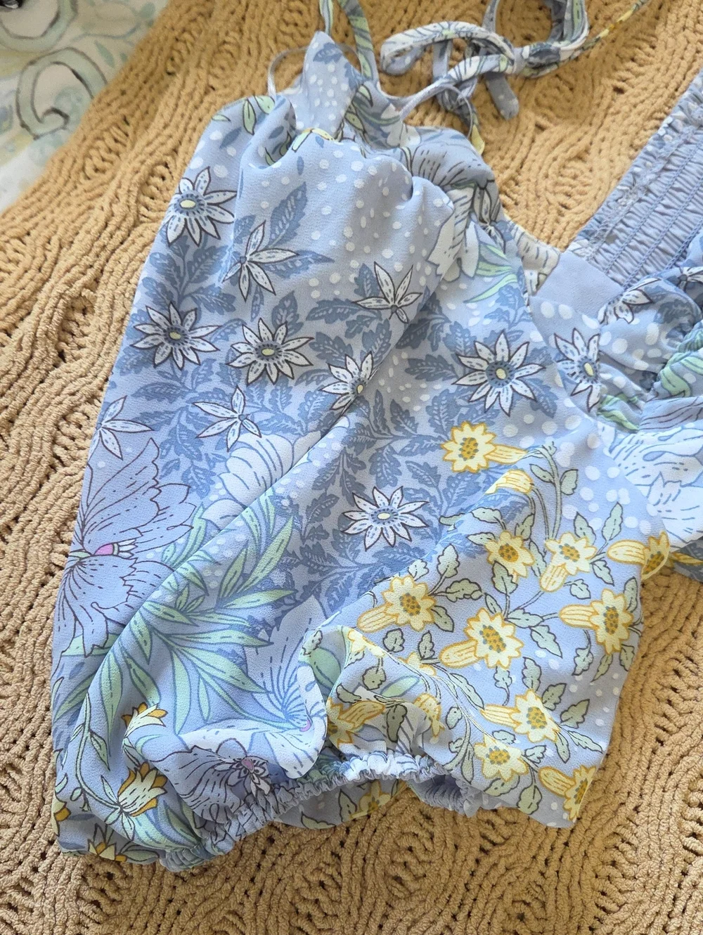 ASTR the Label Clairemont Floral Puff-Sleeve Peplum Coquette Top - Size L